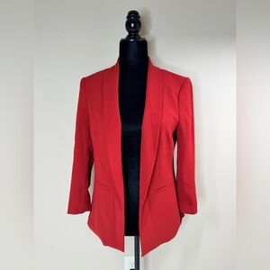 Wine Red Blazer Chic Business Casual Open Front Cardigan Jacket Contemporary set